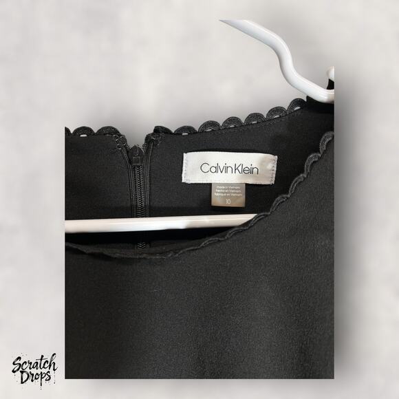 Calvin Klein Womens Black Dress Size 10 Long Sleeve 17x41 Elegant Fashion - Picture 3 of 3